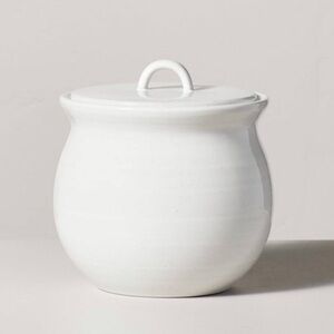 Hearth & Hand 99oz Flared Brim Stoneware Canister Vintage Cream - Silicone Lid